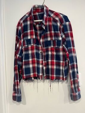 University of Arizona Wildcats Distressed Red & Navy Plaid Flannel Shirt